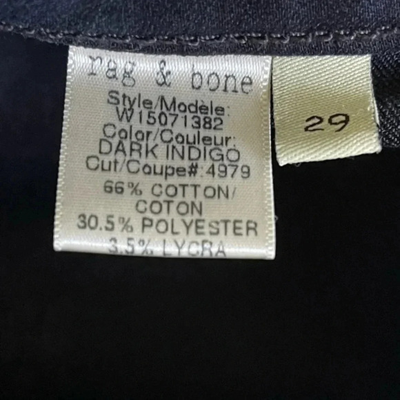 Rag‎ & Bone Legging Zipper Jeans Women’s Dark Indigo Size 29 - Picture 11 of 11